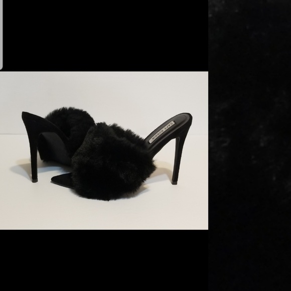 Fur Open Pointy Toe Stiletto Mule Heel - Picture 5 of 5